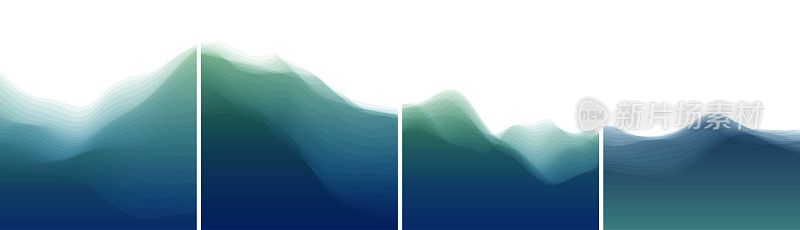 抽象的海洋海景。海面。水波。自然背景。流动的背景与半色调。模块化的照片。矢量插图的横幅，传单，封面，海报或横幅。