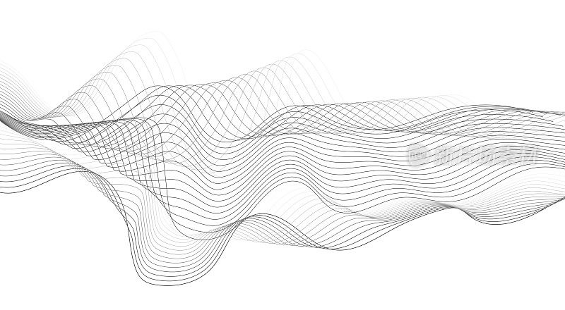 黑色波浪线孤立在白色抽象背景设计