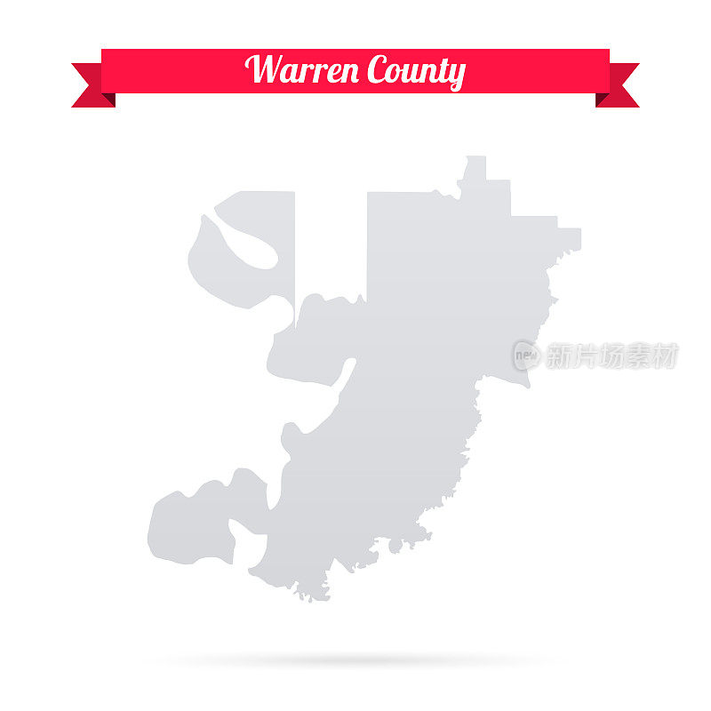 沃伦县，密西西比州。白底红旗地图