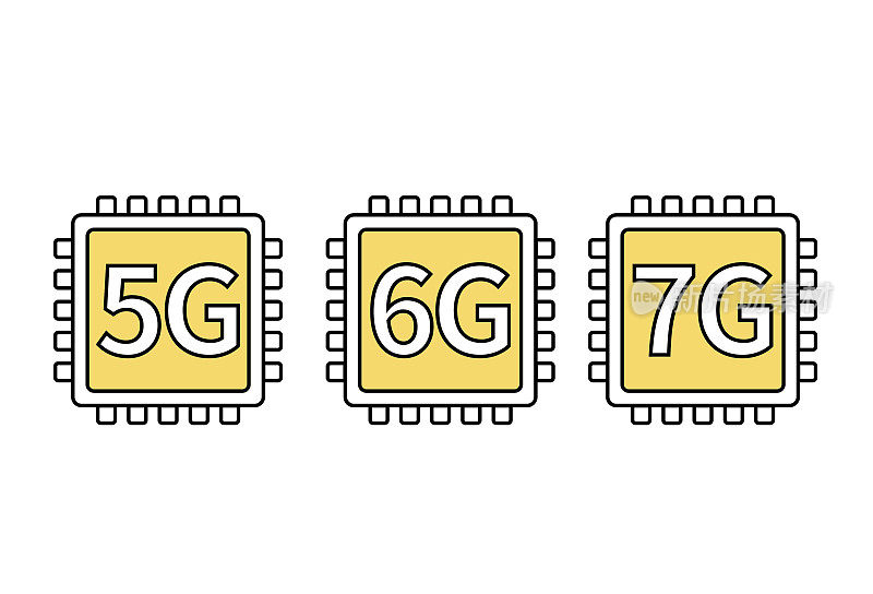 5G、6G、7G芯片图标。