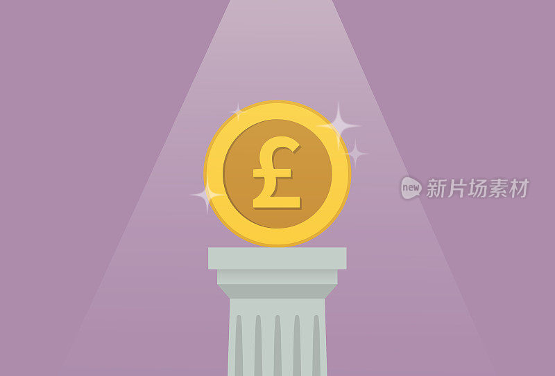 罗马柱上的英镑是英国货币概念，是英国经济稳定的金融象征