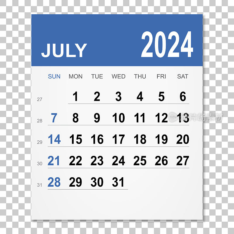 2024年7月日历