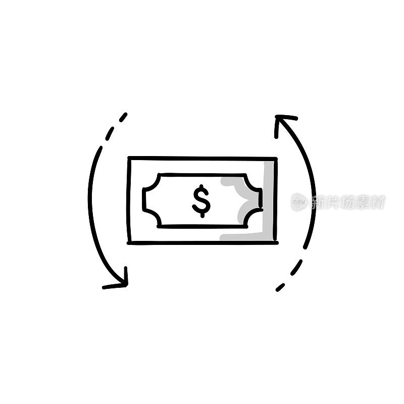 交换素描涂鸦矢量图标与可编辑的笔触。Icon适用于网页设计、移动应用、UI、UX和GUI设计。