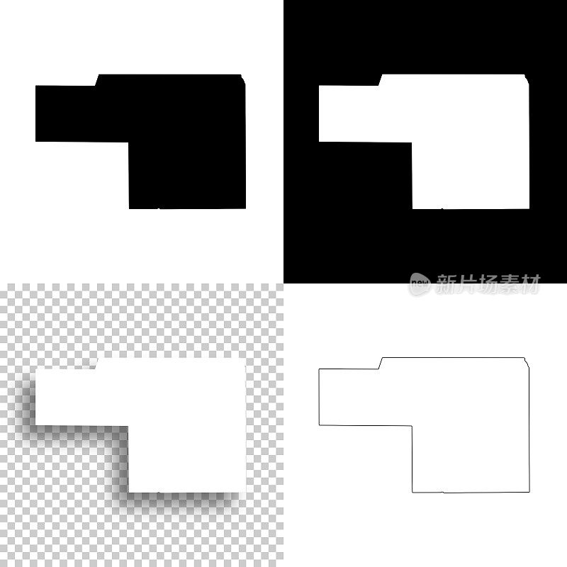 南达科他州格兰特县。设计地图。空白，白色和黑色背景