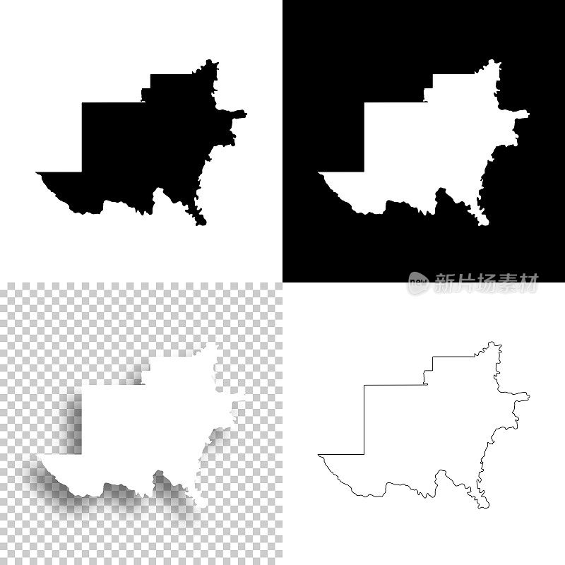 俄克拉何马州杰克逊县。设计地图。空白，白色和黑色背景