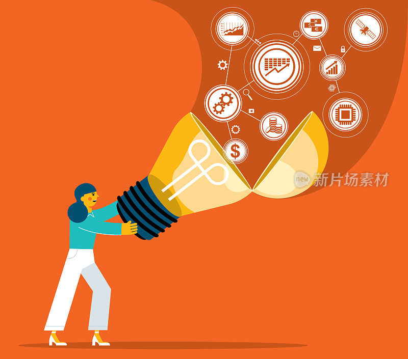 创意-灯泡-女商人