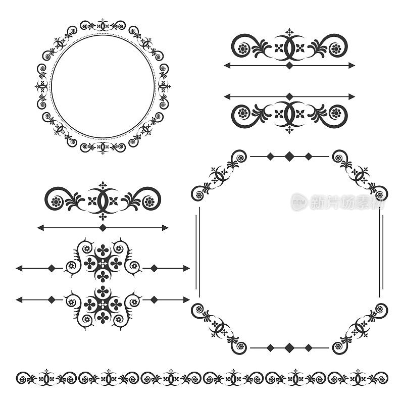 复古框架和边界矢量古董插图