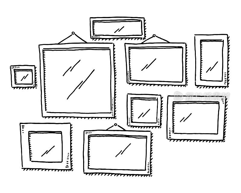 一组空的相框绘制
