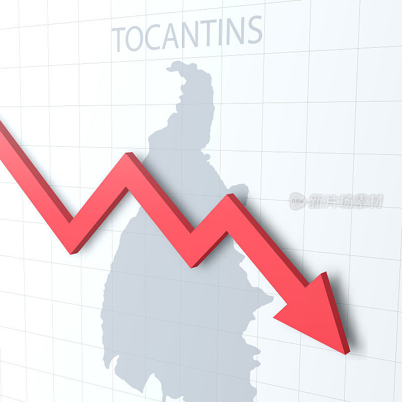 下落的红色箭头以Tocantins地图为背景