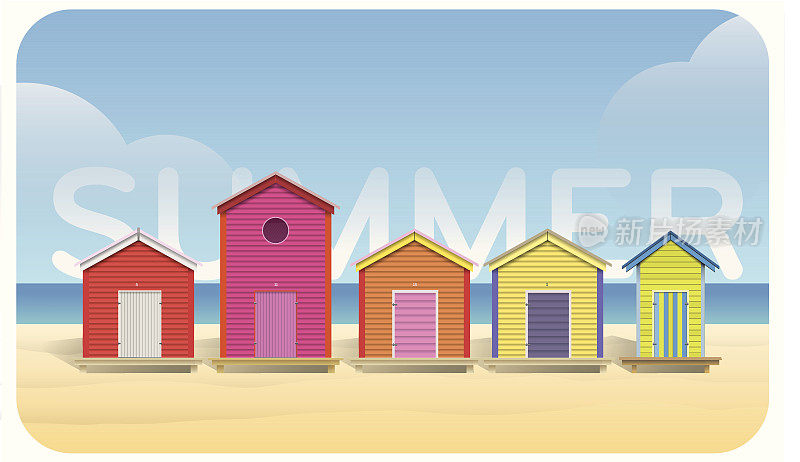 颜色的海滩小屋