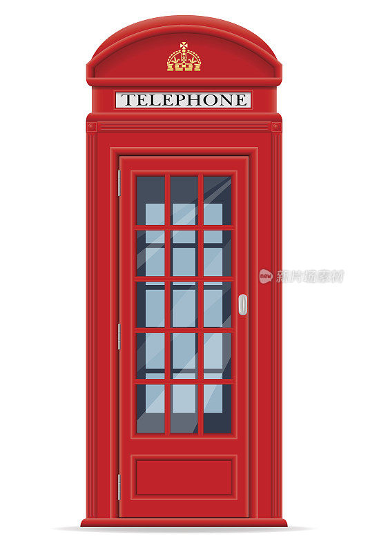 伦敦红色电话亭矢量插图