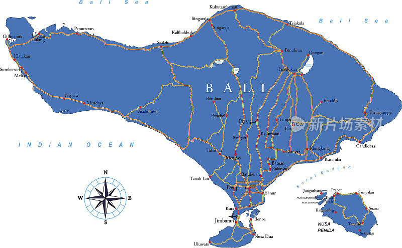 巴厘岛的地图
