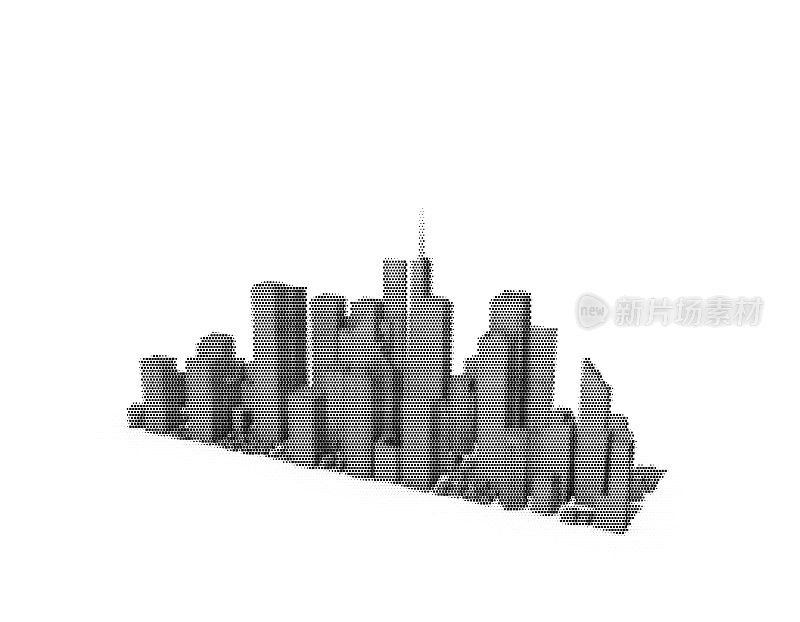 城市的三维模型。孤立在白色背景上。矢量插图。