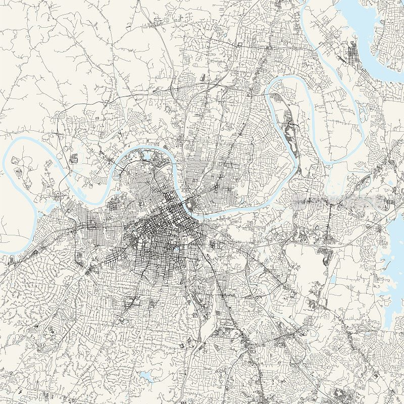 纳什维尔，田纳西州，美国矢量地图