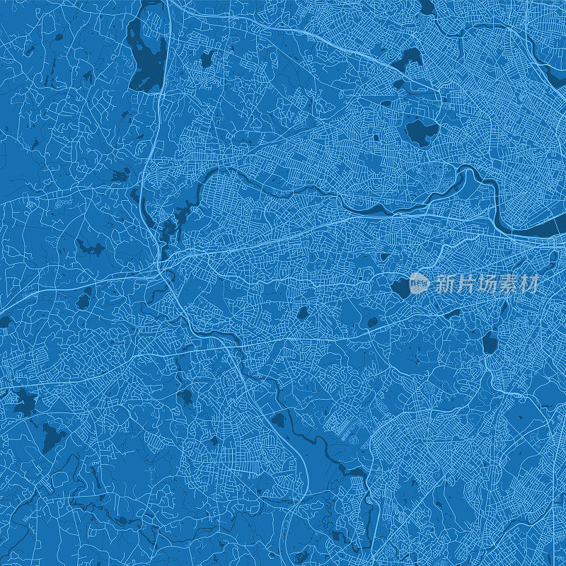 牛顿马城市矢量路线图蓝色