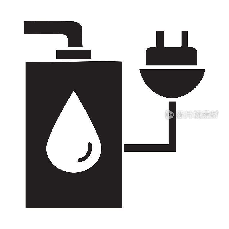 家用电动水箱图标-固体100%黑色填充