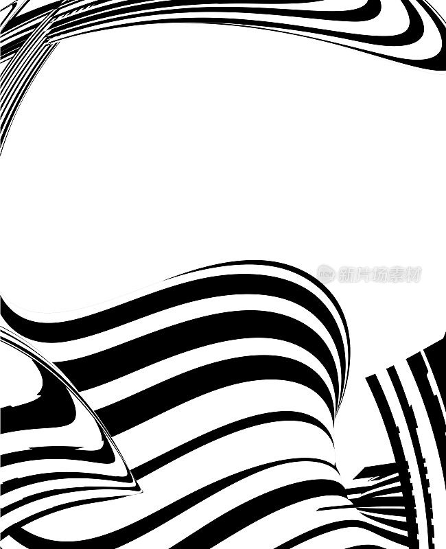 矢量黑白动态条纹纹理图案设计，抽象背景