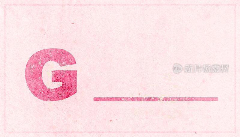 红色的大写字母或大写字母G后跟一个空白线或破折号在水平风化粉柔和的浅粉色垃圾墙纹理垃圾矢量背景