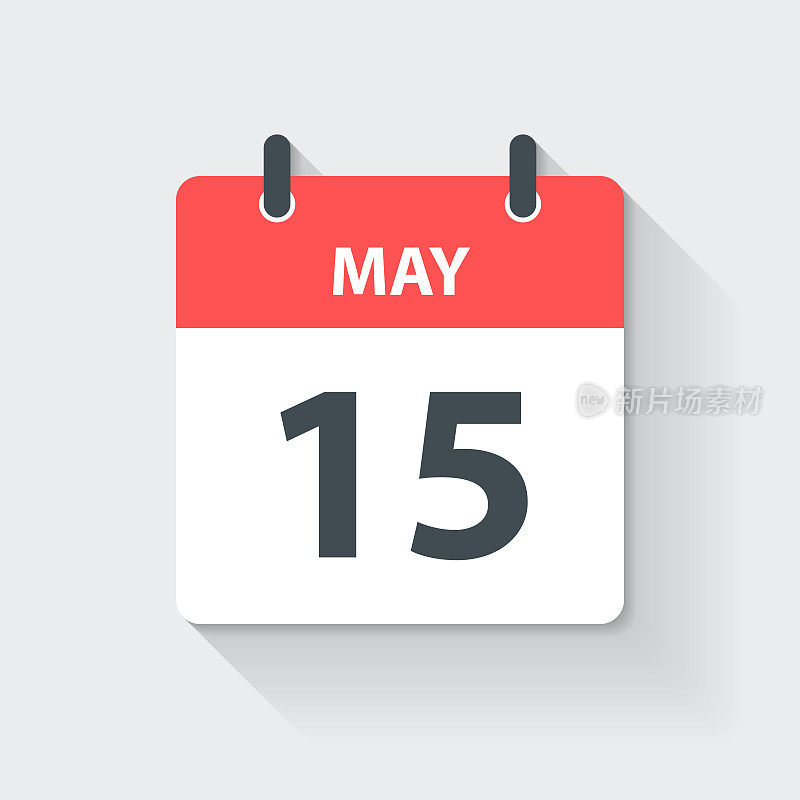 5月15日-日历图标在平面设计风格
