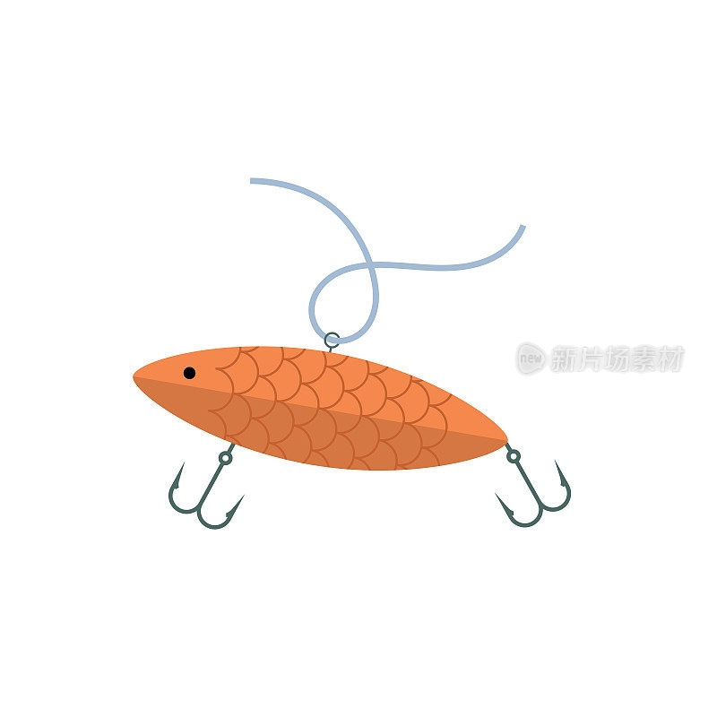 钓鱼诱饵-可爱的简单的平面颜色钓鱼图标
