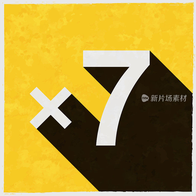 x7,七次。图标与长阴影的纹理黄色背景