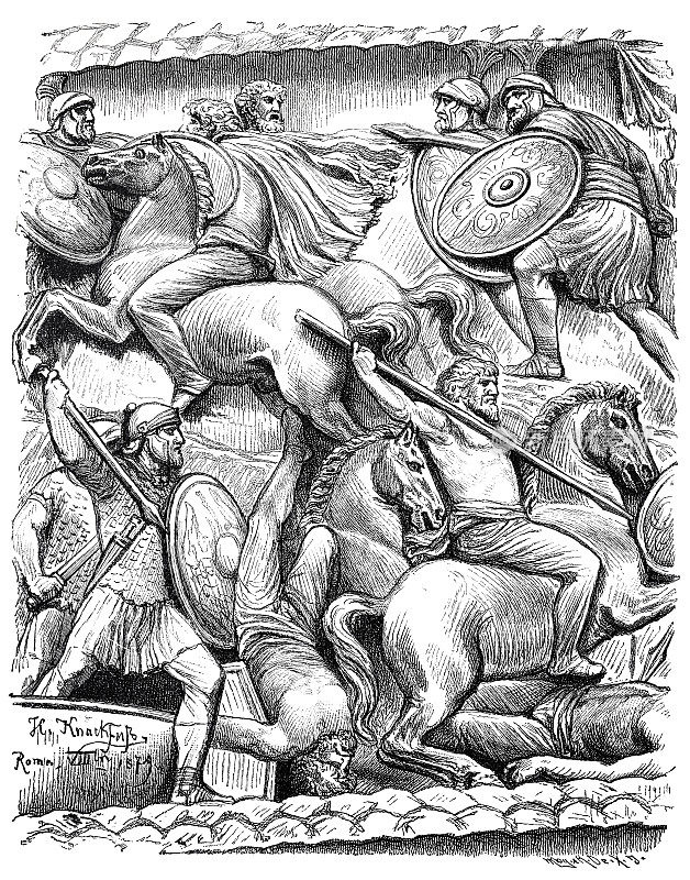 日耳曼骑士与罗马军团作战