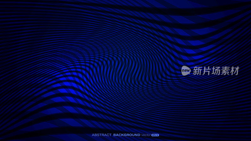 抽象波浪蓝色线重叠层在深蓝色背景