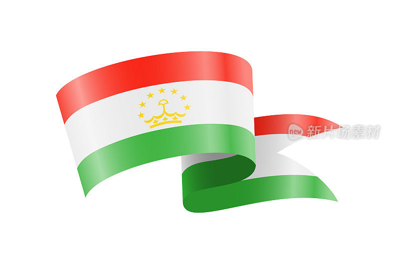 挥舞着塔吉克斯坦国旗。白底飘扬的国旗。