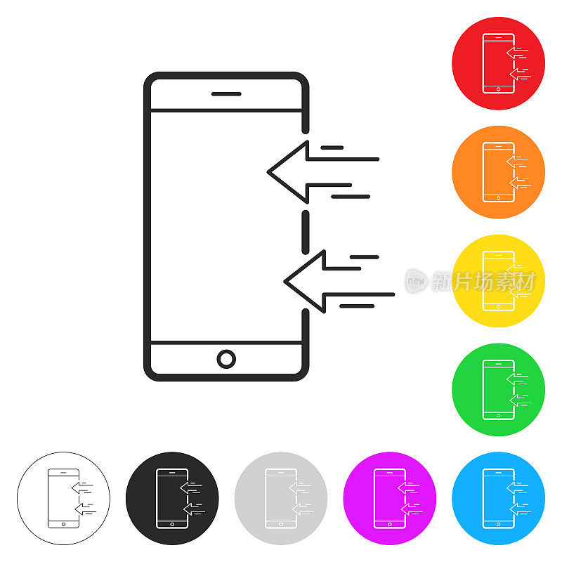 发送到智能手机。彩色按钮上的图标