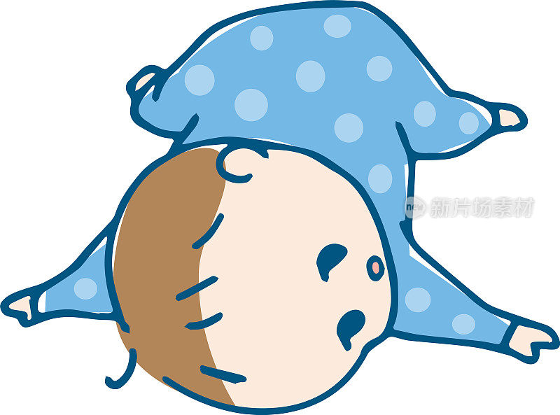 一个婴儿脸朝下躺着的插图