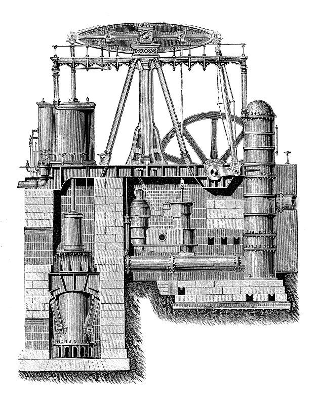 古董插图，应用力学和机器:水泵