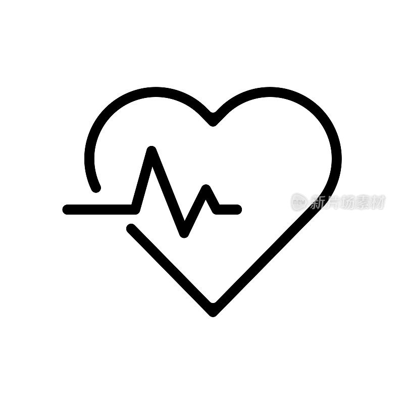 心跳图标矢量插图符号模板。心脏脉搏矢量图标或符号元素的轮廓风格。生活图标矢量。平坦的图标心脏心脏学符号。