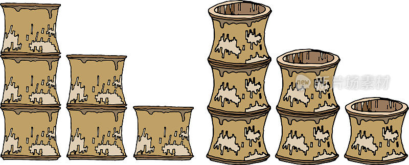 白色背景上的竹杯插图。竹子，天然家养和野生植物，竹杯，随时可用，eps。为你设计