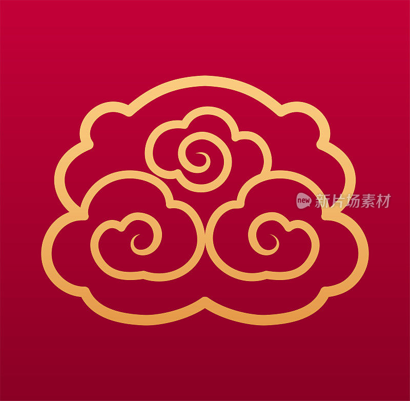 云是中国的装饰元素。天空亚洲装饰插图