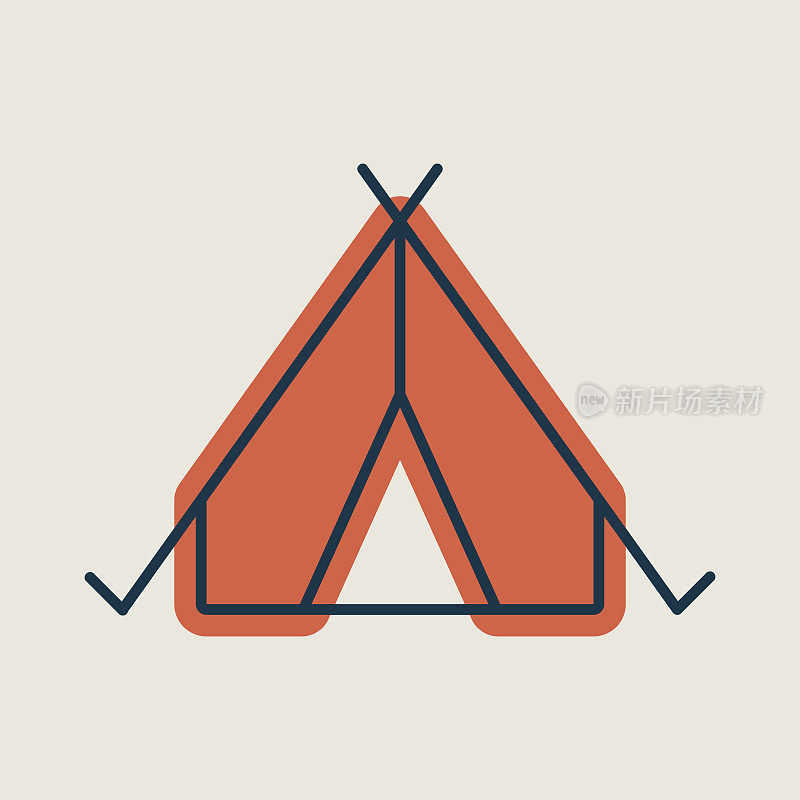 旅游帐篷矢量图标。露营及远足标志