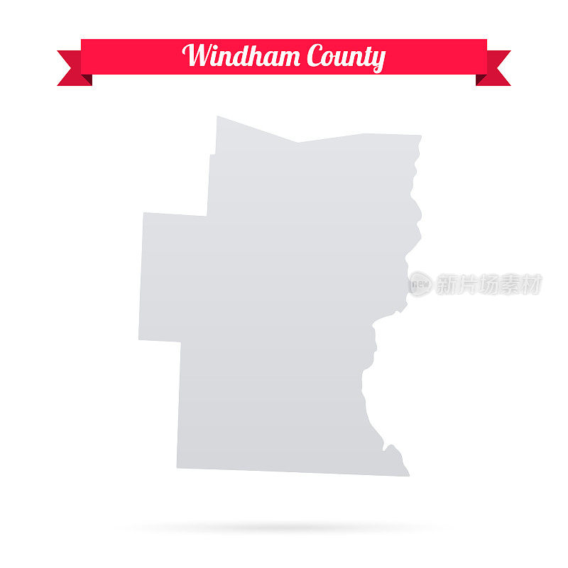温德姆县，佛蒙特州。白底红旗地图