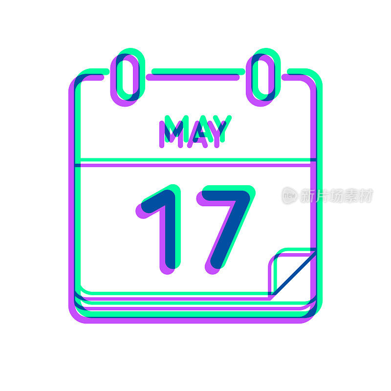 5月17日。图标与两种颜色叠加在白色背景上