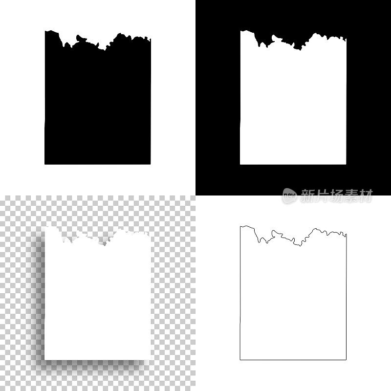 德克萨斯州麦卡洛克县。设计地图。空白，白色和黑色背景