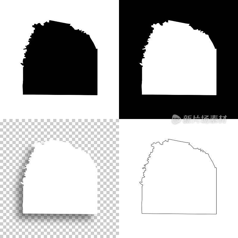 富兰克林县，田纳西州。设计地图。空白，白色和黑色背景