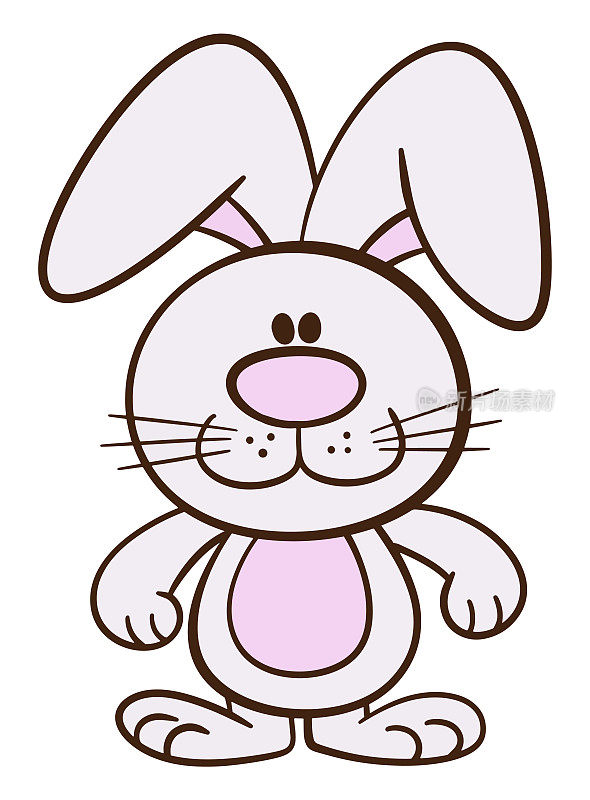可爱的兔子卡通孤立在白色上