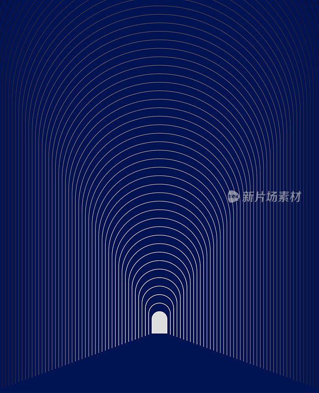 抽象蓝线风格迷幻隧道图案海报背景