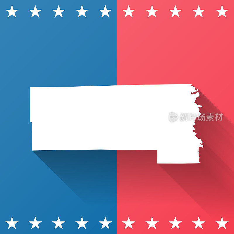 密苏里州普特南县。地图在蓝色和红色的背景