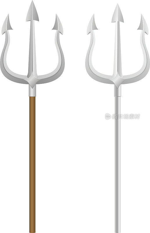 两种不同的设计三叉戟在一个白色的背景