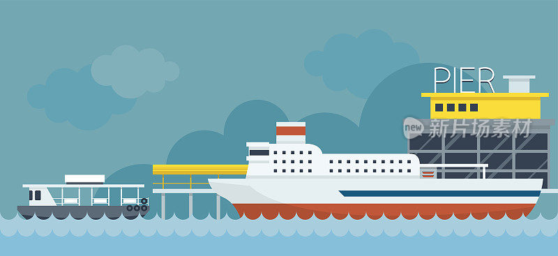 渡船码头平面设计插图图标对象