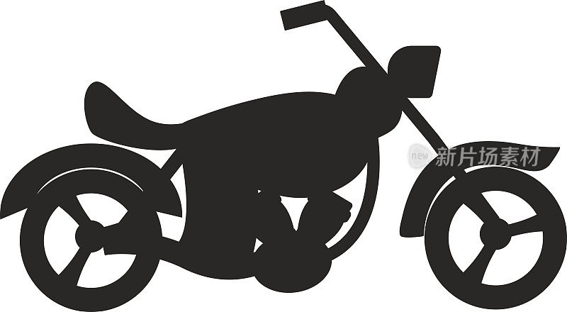 黑色运动自行车剪影运输动力矢量插图