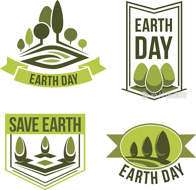 拯救地球地球日向量绿色生态图标