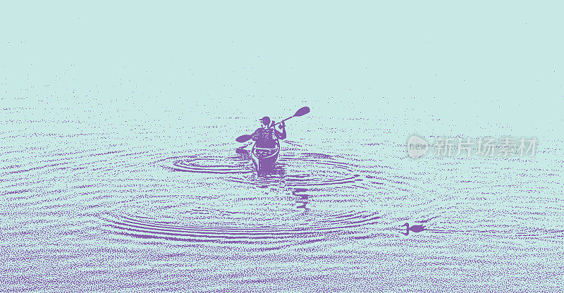 一个人在湖上划皮划艇