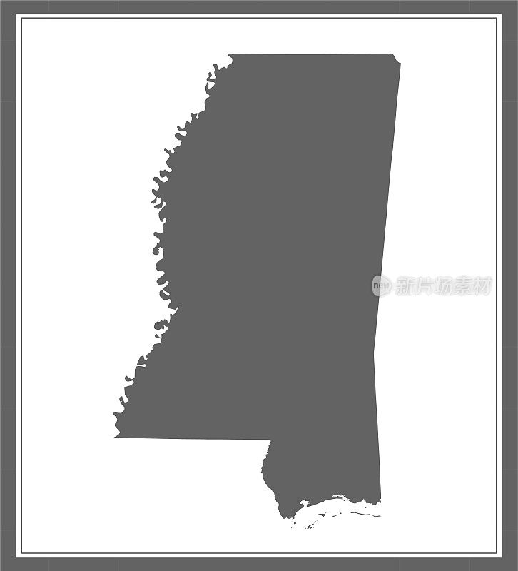 密西西比轮廓矢量地图制图学