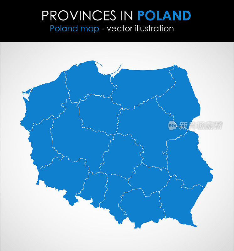 波兰-高度详细的地图。所有的元素都在可编辑的层中分开。矢量插图。