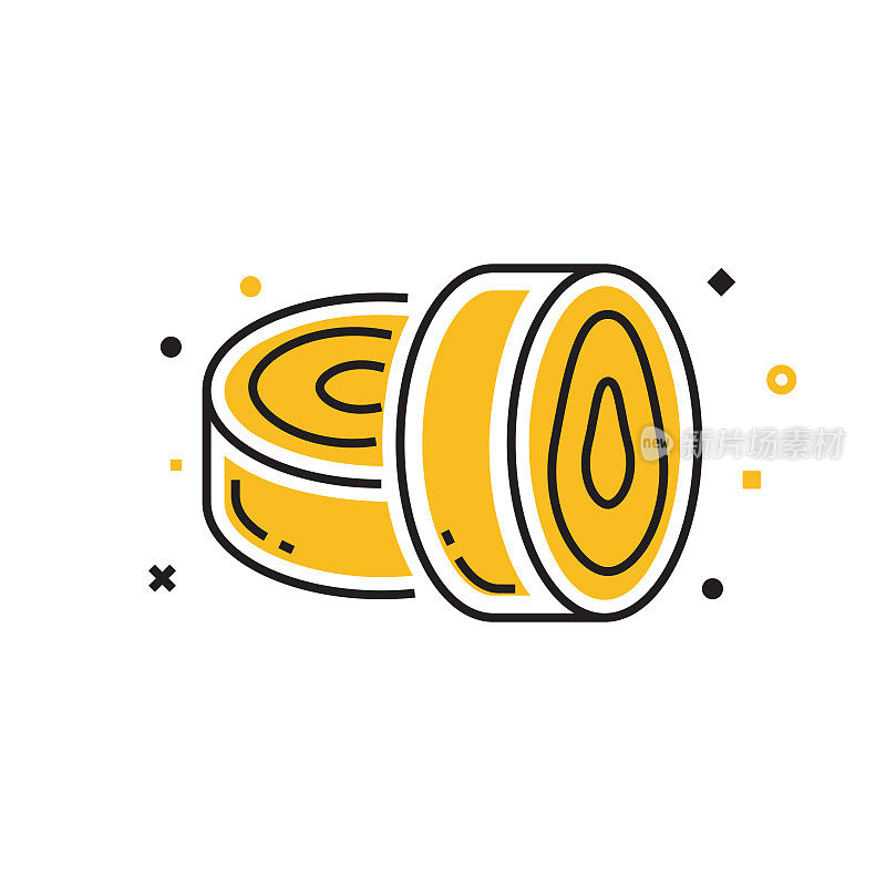 寿司平面线图标，轮廓矢量符号插图。